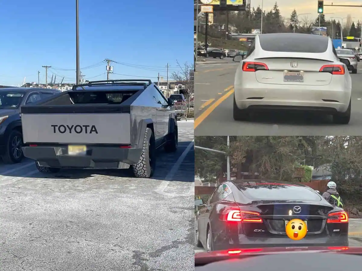 Coches Tesla con logotipos alternativos